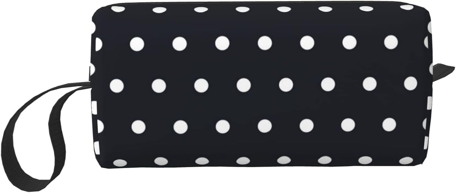 Dot Black Spot Blanco Mujer Maquillaje Cosméticos Bolsa Pequeña Neceser de Viaje Bolsa de Cremallera Bolsa Bolsa Regalos Accesorios Organizador,