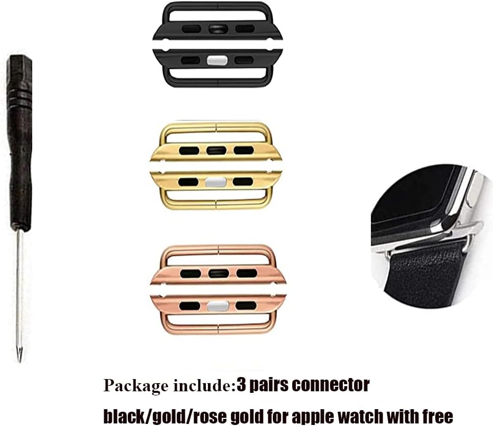 Conectores de correa de reloj, adaptador de acero inoxidable, eslabón de metal de repuesto con destornillador, herramienta compatible con Apple