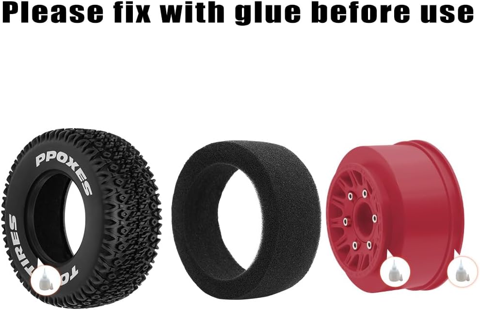 GLOBACT Ruedas y neumáticos hexagonales RC de 0.472 in0.551 in para camiones RC 110 Slash 2WD 4×4 Arrma Senton Axial Losi Redcat Rc4wd Hex Reemplazo