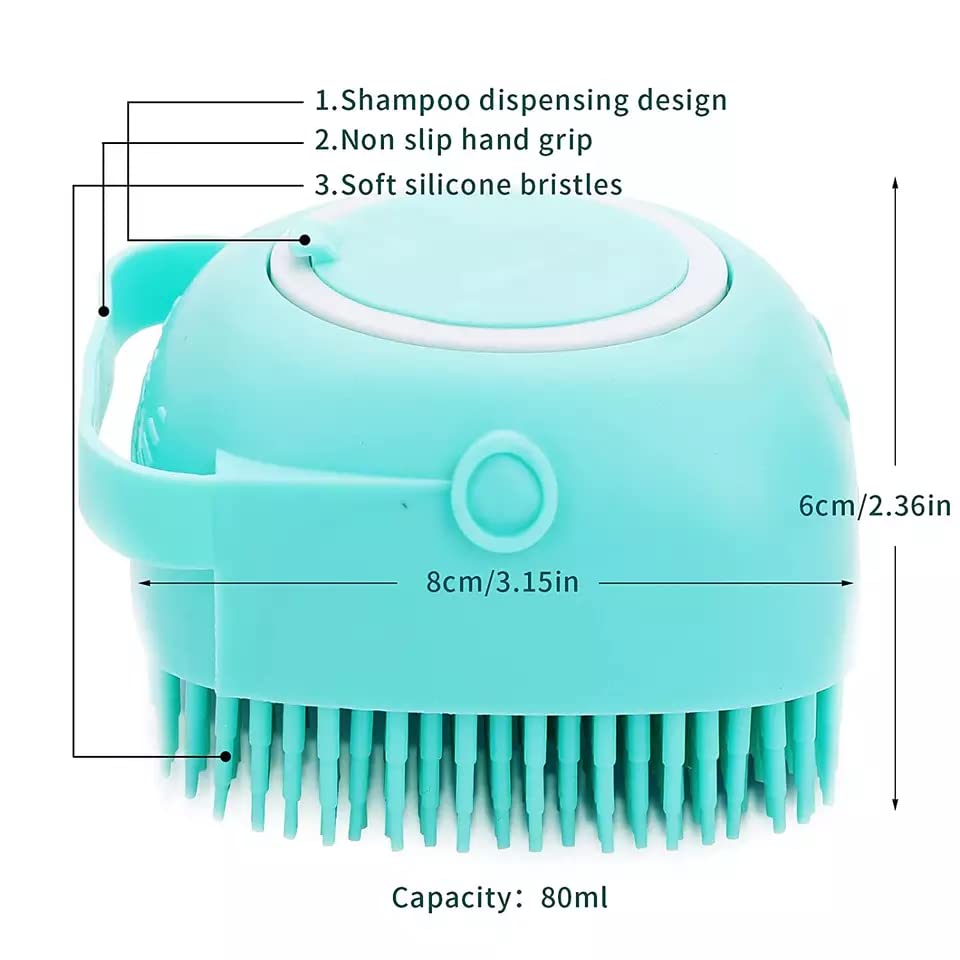 Cepillo de baño para perros y gatos, hecho de silicona suave, cepillo de masaje para mascotas, con dispensador de champú, adecuado para perros y