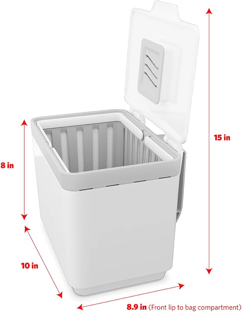 GLAD Contenedor de abono para cocina, 1.5 galones, recipiente de plástico con cesta interior extraíble, soporte de almacenamiento de bolsas y