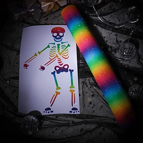 VINYL FROG Rollo de vinilo adhesivo Rainbow Shimmer de 12 x 60 pulgadas, vinilo permanente brillante para Cricut para proyectos de manualidades