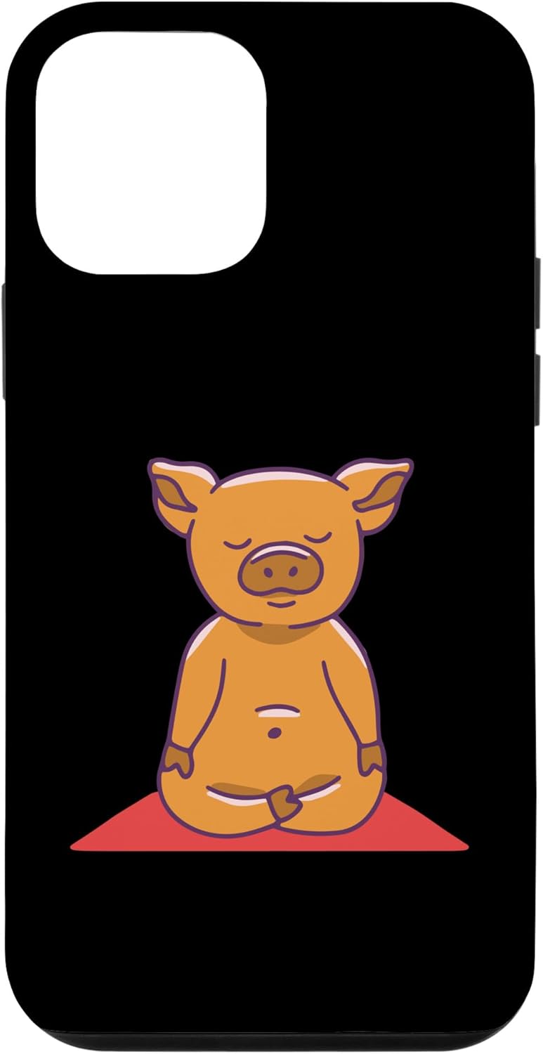Funda divertida para iPhone 12 mini cerdo de yoga
