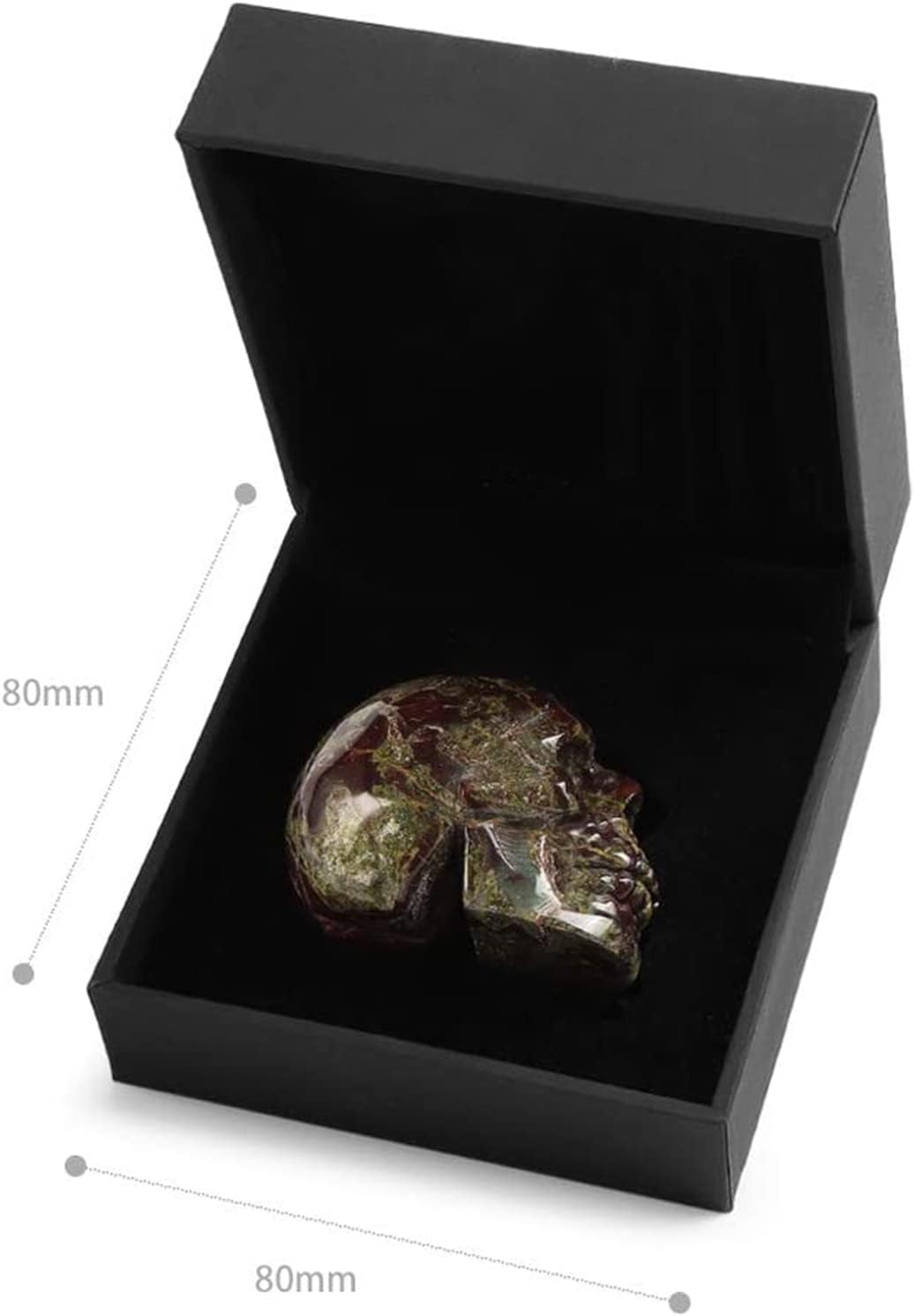 Artistone Estatua de calavera de cristal de piedra de sangre de dragón de 2 pulgadas, piedra preciosa curativa tallada a mano con cabeza de calavera