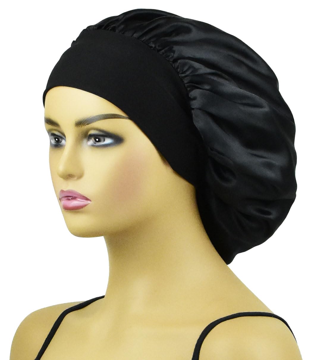 AILONSHAWN Gorro de satén para dormir rizado, gorro de seda para dormir para mujeres, gorro de seda para dormir, gorra de noche de banda ancha