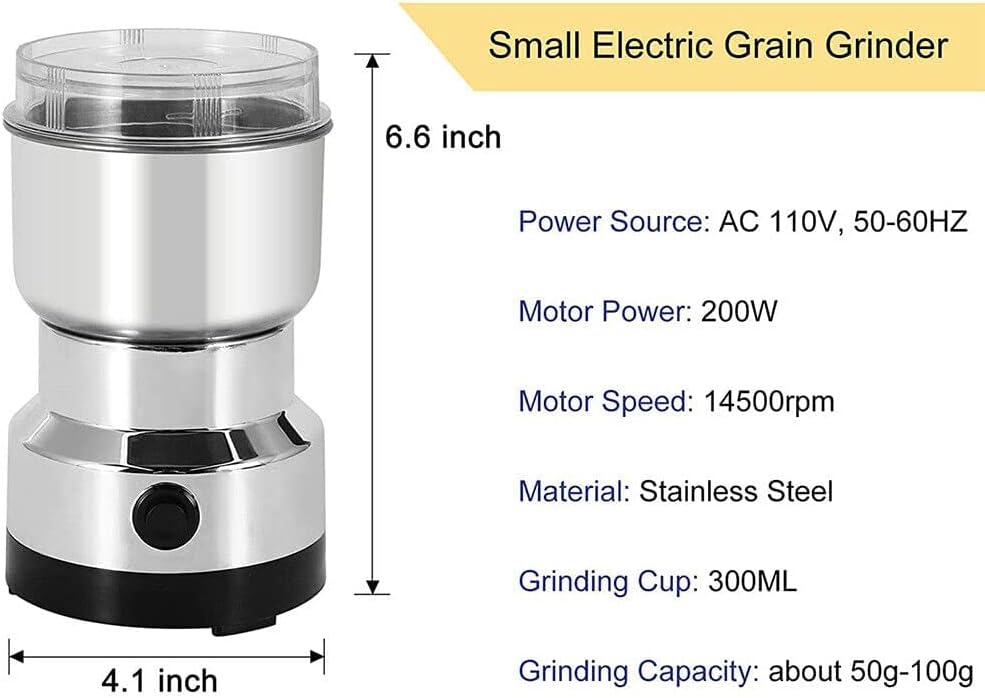 Mini molinillo de café, molinillo eléctrico de especias, de acero inoxidable, afilado de acero inoxidable, molinillo de especias rápido para