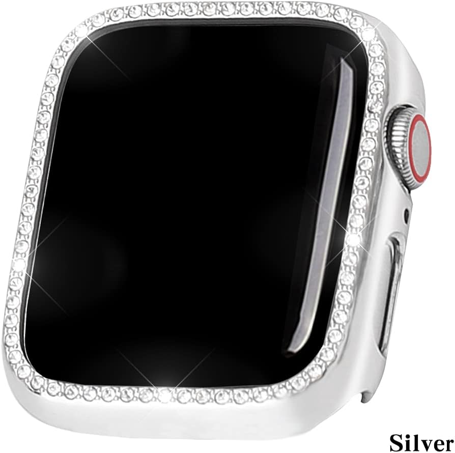 SaNgaiMEi Paquete de 2 fundas brillantes para Apple Watch de 1.575in compatibles con Apple Watch Series 654SE, protector de pantalla con diamantes