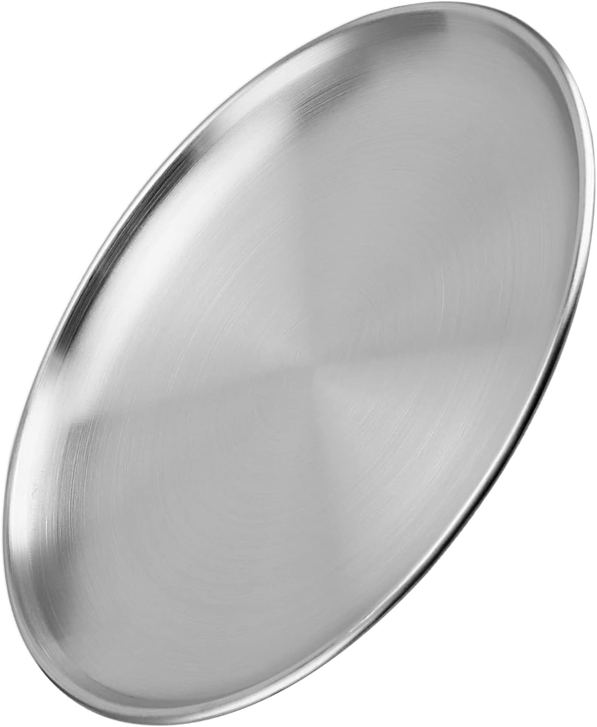 Paquete de 6 platos llanos de acero inoxidable de 12 pulgadas, platos redondos de metal de doble capa, platos llanos de metal cepillado plateado