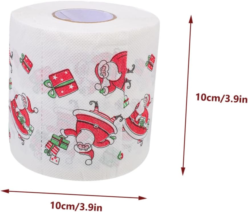 NOLITOY 4 rollos de papel higiénico de Navidad, servilleta de Navidad para cocina, relleno de calcetines de Navidad, toalla de cocina desechable,