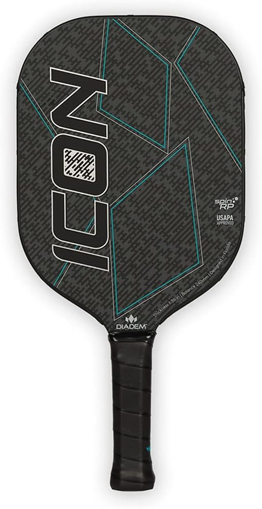 Diadem ICON Performance Pickleball Paddle  Fibra de carbono de grafito, núcleo de nido de abeja, cara de fibra de vidrio, protector de borde ultra