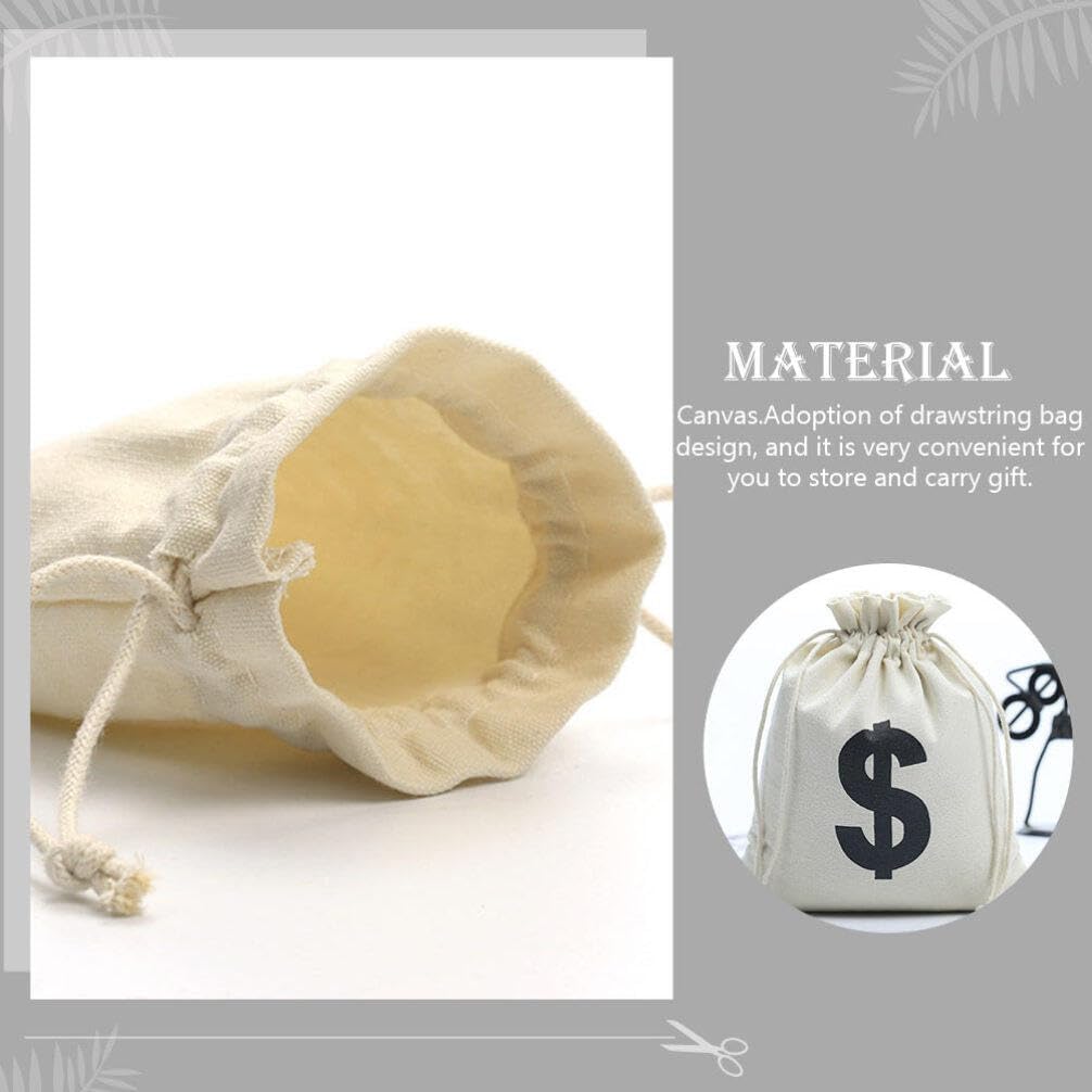 10 bolsas de dinero de lona para fiestas, bolsa de dinero con cordón, bolsa de dinero para disfraces con símbolo de signo, accesorios de fiesta