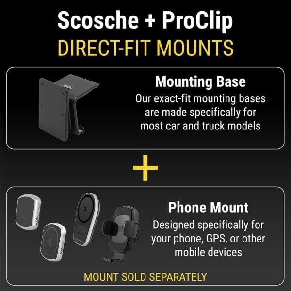 Scosche PC834492 ProClip – Soporte de consola compatible con SUV Toyota 4Runner 2010-2023 (solo base de montaje)