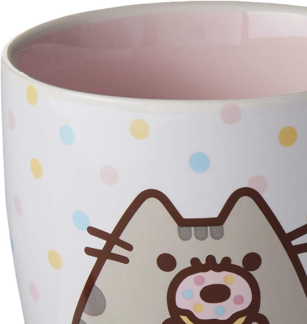 Pusheen by Our Name is Mud “Donut” – Taza de café de cerámica, rosa, 12 onzas