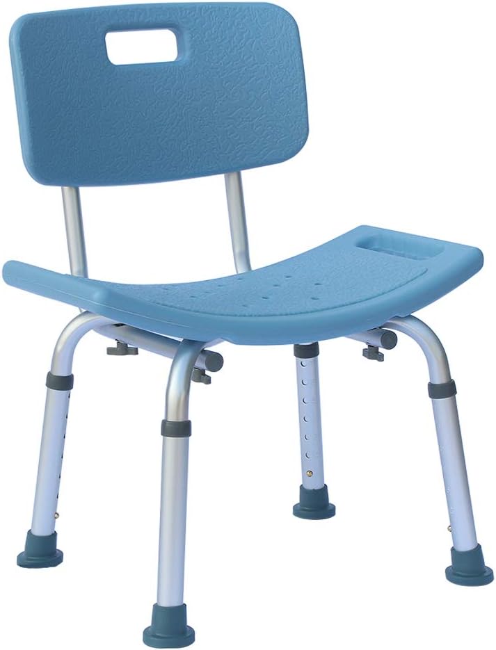 MallMall Silla de baño de altura ajustable con respaldo, taburete de ducha de aluminio de 300 libras, asiento de banco de transferencia médica de