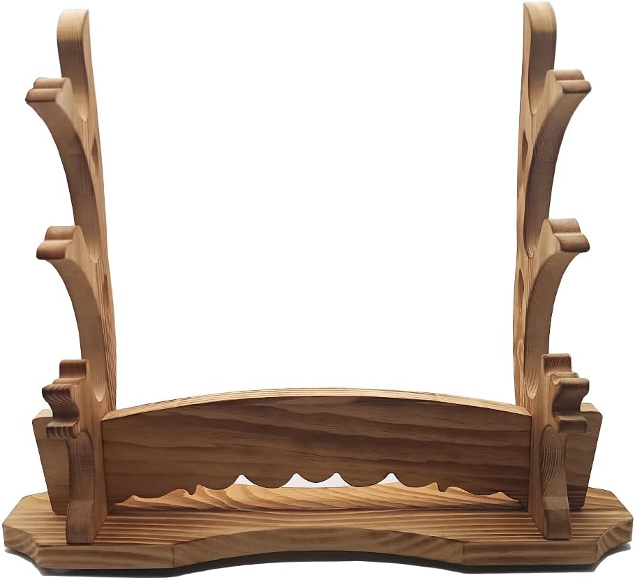 Soporte para espada, soporte de pared Katana de madera, Katana Wakizashi Genji hoja samurái japonesa Gladius (madera maciza, 3 capas)