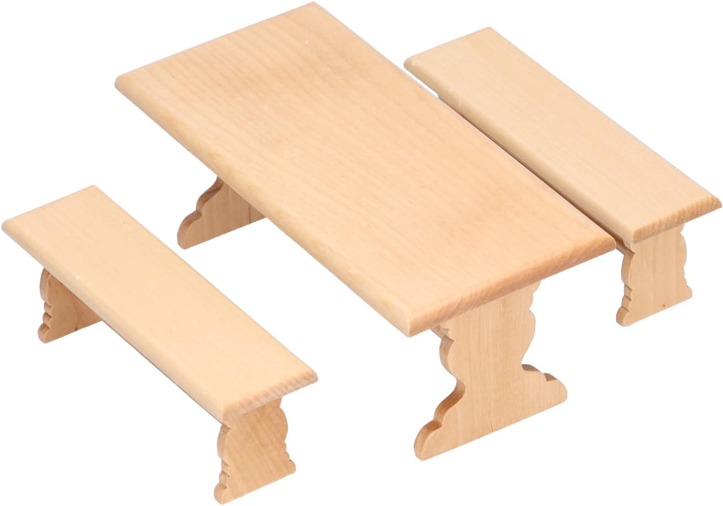 Mesa de madera para casa de muñecas, casa de muñecas 112, modelo de muebles de color de troncos, banco de mesa largo para restaurante (color madera)
