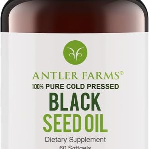 Antler Farms – Cápsulas de cápsulas blandas de aceite de semilla negra -100% puro, virgen, prensado en frío 60 cápsulas blandas, 500 mg – 2% Antler Farms – Cápsulas de cápsulas blandas de aceite de semilla negra -100% puro, virgen, prensado en frío 60 cápsulas blandas, 500 mg – 2%