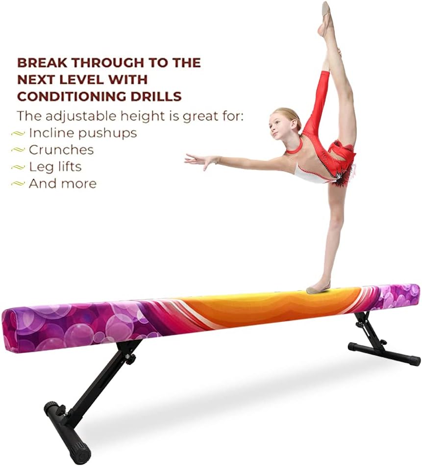 Haz de equilibrio de gimnasia ajustable y plegable de 8 pies, equipo de gimnasio en casa, fácil montaje y almacenamiento, no requiere herramientas,