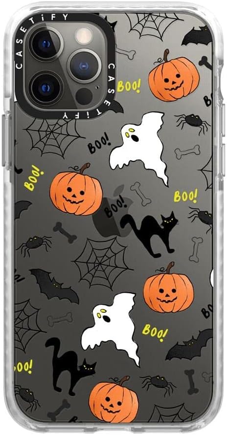 CASETiFY Funda Impact para iPhone 1212 Pro – Boo! its Halloween – Clear Frost