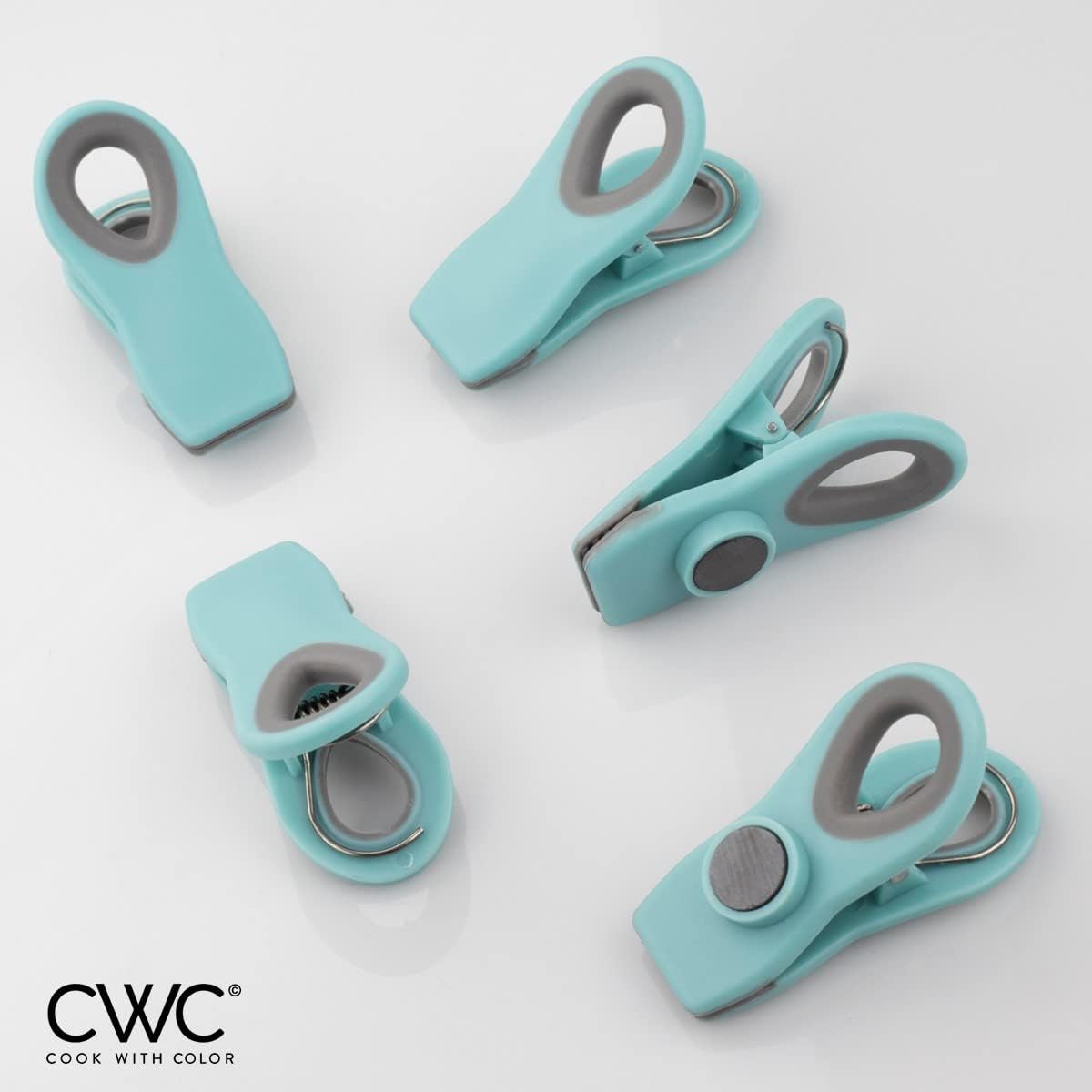 Cook with Color – Clips imantados para bolsas de cocina, de comida, de patatas fritas con cierre hermético 5 unidades (color aguamarina)