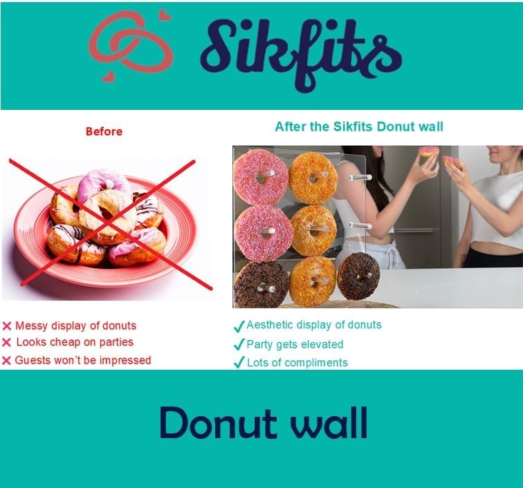 Sikfits Donut Wall – Acrylic Donut Wall For 36 Donuts – Donut Holder With Sturdy Improved Base – Donut Display That Won’t trip – Most Durable Donut