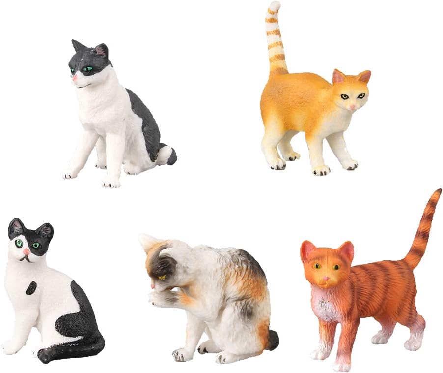 5 piezas de lindo gato en miniatura de hadas, jardín, terrario, decoración de plantas, bonsái, manualidades, 5 estilos