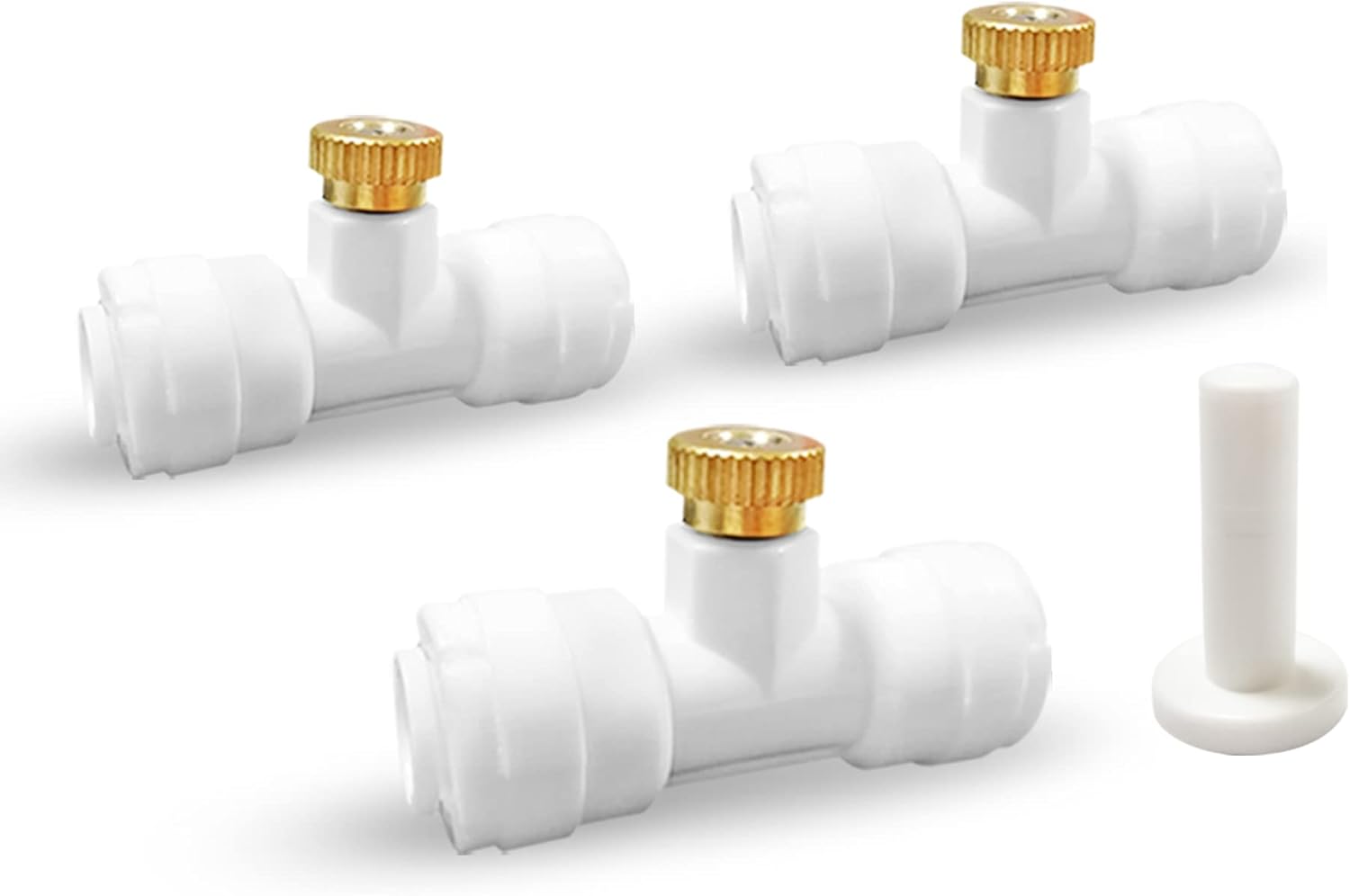 Boquilla de junta en T para manguera de agua, conector en T de 3 piezas + tapón de boquilla de nebulización de latón, 1 unidad, accesorios rápidos
