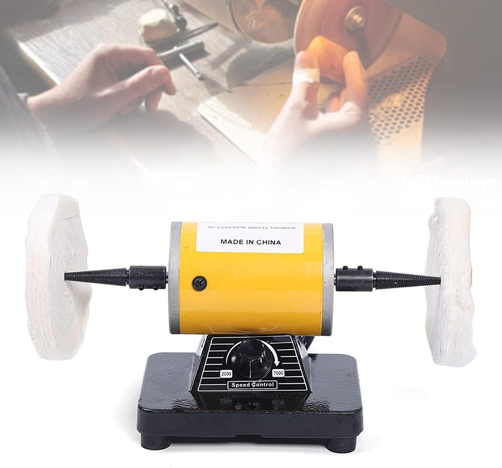Pulidora de joyas, máquina pulidora de banco, máquina pulidora de torno con motor de 200 W con 7000 RPM, máquina pulidora de banco para joyas,