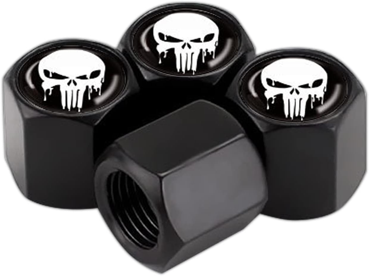 Paquete de 4 tapas de vástago de válvula de automóvil, tapones universales para válvulas de aire de neumáticos de automóvil (negro y blanco)