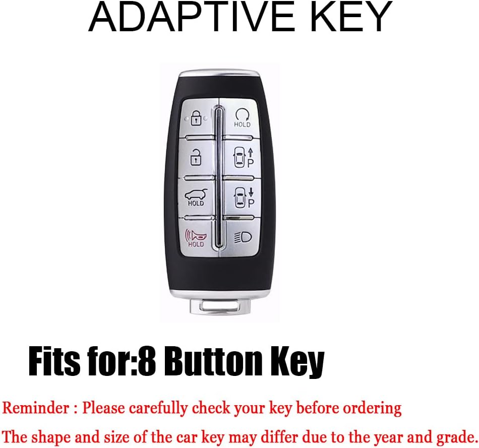 HIBEYO Smart – Funda de cuero para llavero de 8 botones compatible con Hyundai Genesis GV80 G80 G70 GV70 2021 2022, accesorios de automóvil con