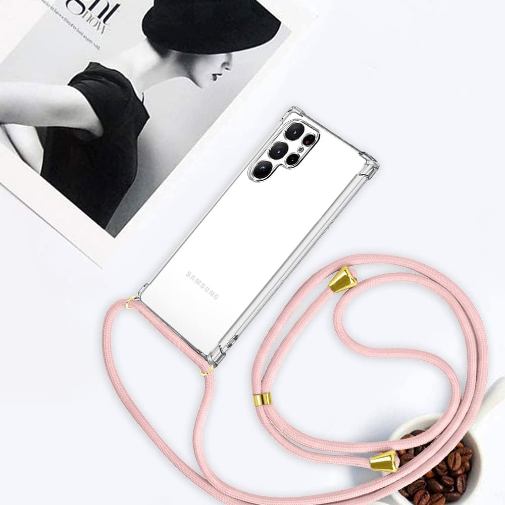 YESPURE Funda para Samsung Galaxy S22 Ultra con correa ajustable para el cuello cruzada, funda de teléfono con cordón para Galaxy S22 Ultra, funda