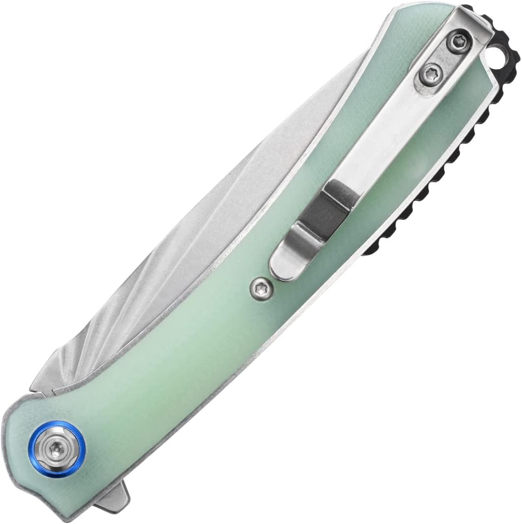 Sitivien ST144 – Cuchillo plegable, hoja de acero 14C28N, cuchillo de bolsillo con mango G10 para acampar EDC al aire libre, supervivencia,