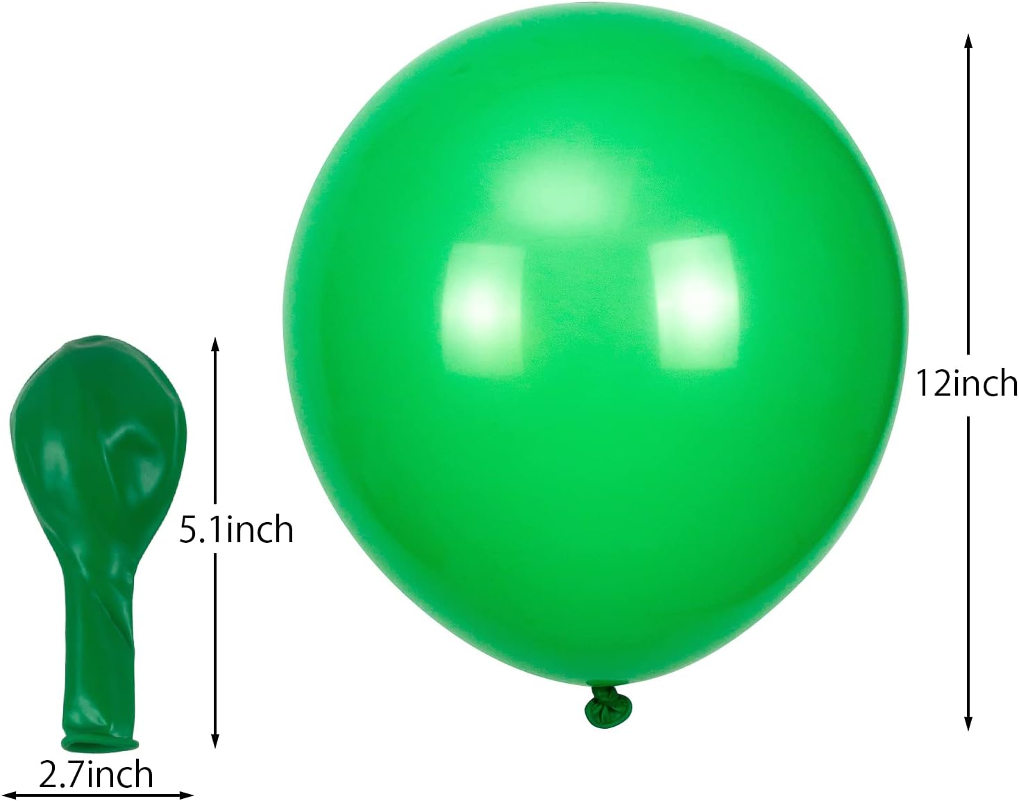 Paquete de 100 globos de látex verdes, globos de 12 pulgadas, globos de calidad prémium de helio para suministros de fiesta y decoraciones (con 2