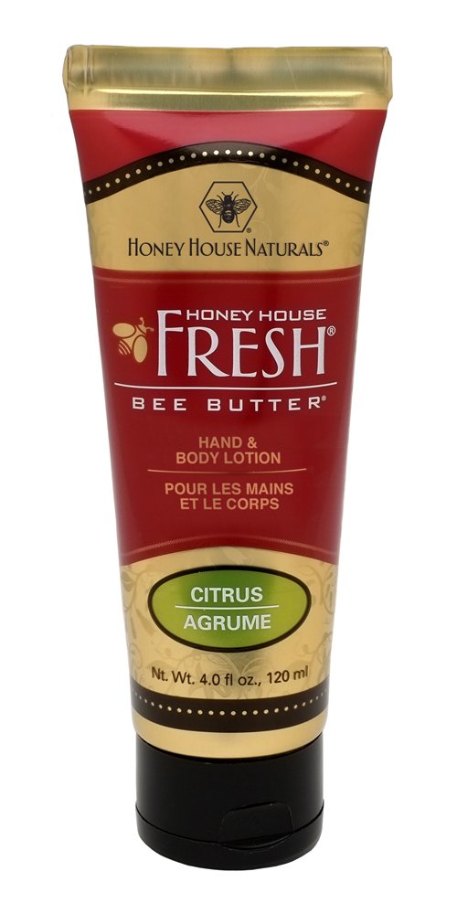 Honey House Naturals Bee Butter Tube Lotion Cream, cítricos, 4 onzas