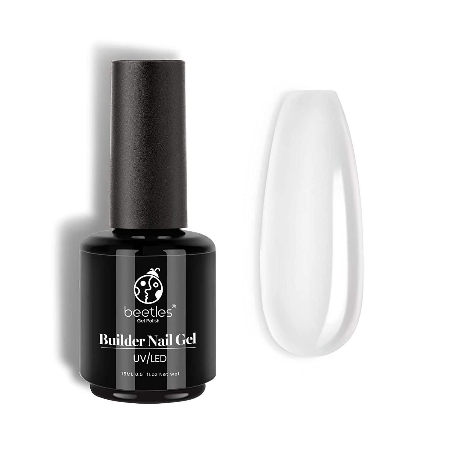 Beetles – Esmalte de uñas de gel 5 en 1, gel fortalecedor y gel para florecer uñas, 0.5 onzas líquidas, esmalte de gel transparente UV LED para