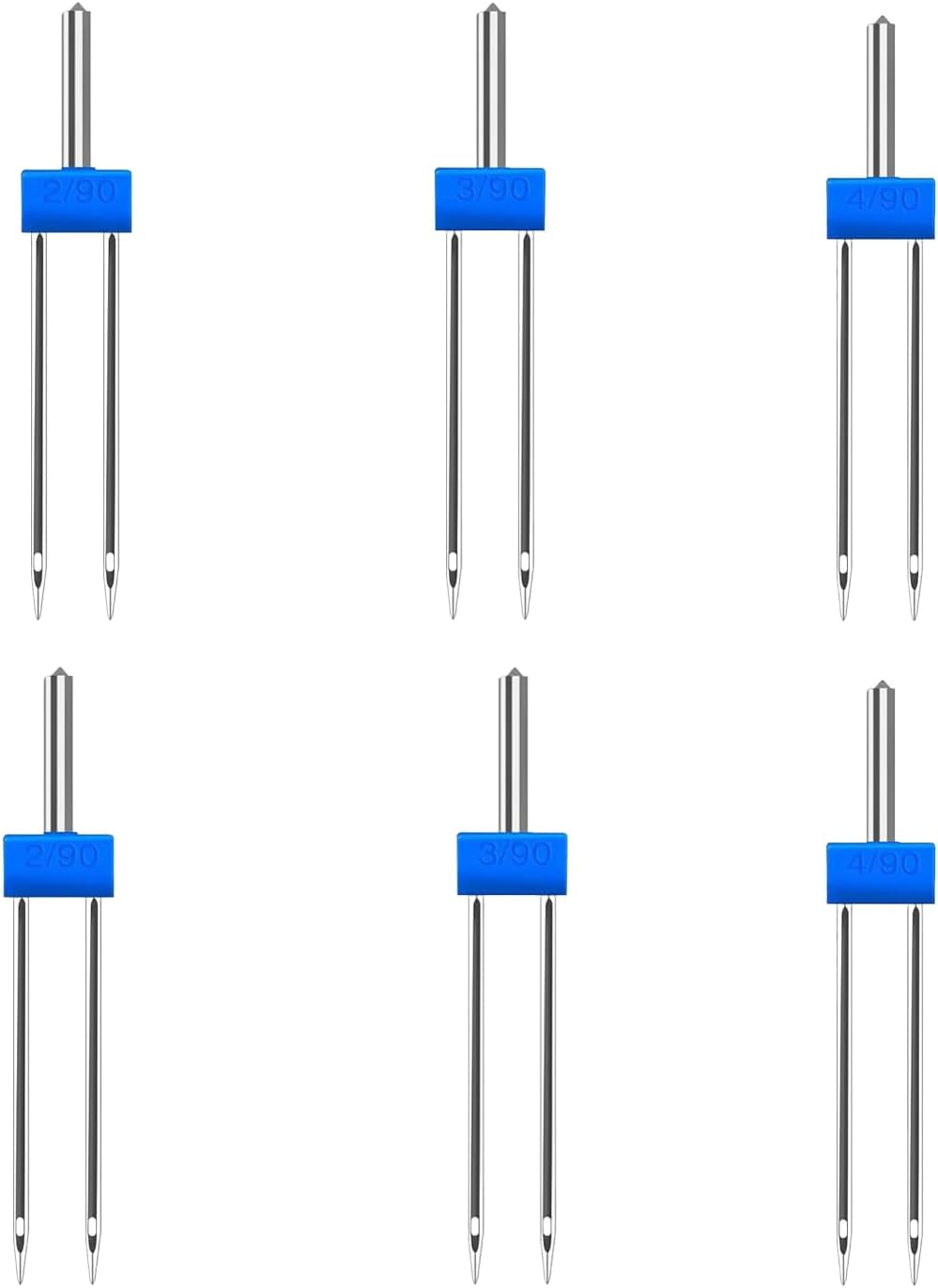 Juego de 2 agujas gemelas para máquina de coser doméstica, agujas dobles para máquina de estirar, pasadores dobles para máquina de coser, 3 pines