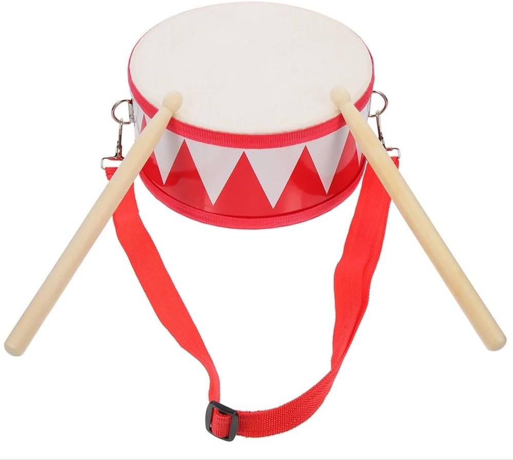 Vaguelly 1 juego de tambor de caja para niños tambor de música para niños pequeños de 8 pulgadas, tambor para niños, cabeza de doble cara, con