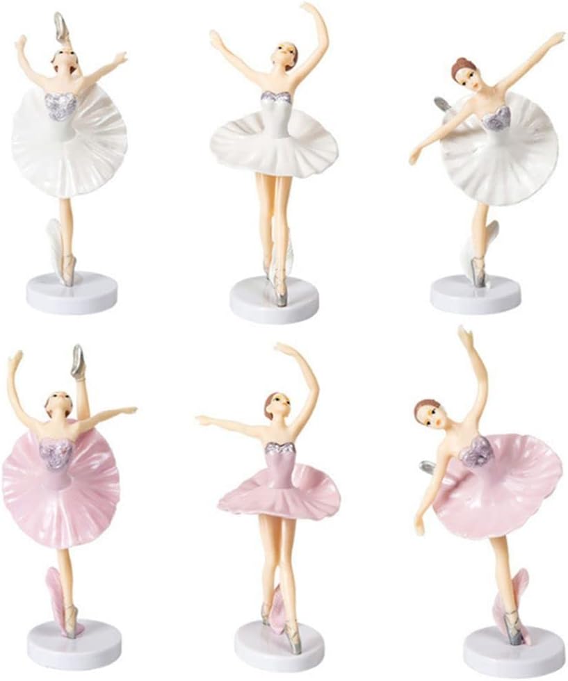 HomeSoGood 6 piezas de decoración de pastel bailarina bailarina, figura de ballet, suministros de cumpleaños, decoración de pastel de boda