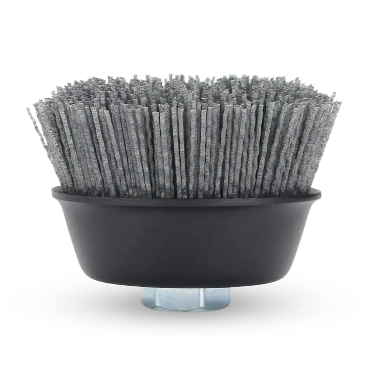 BHA Cepillo de cerdas de nailon con filamentos abrasivos de 4 pulgadas, eje de amenaza 58-11, gris (grano 80)