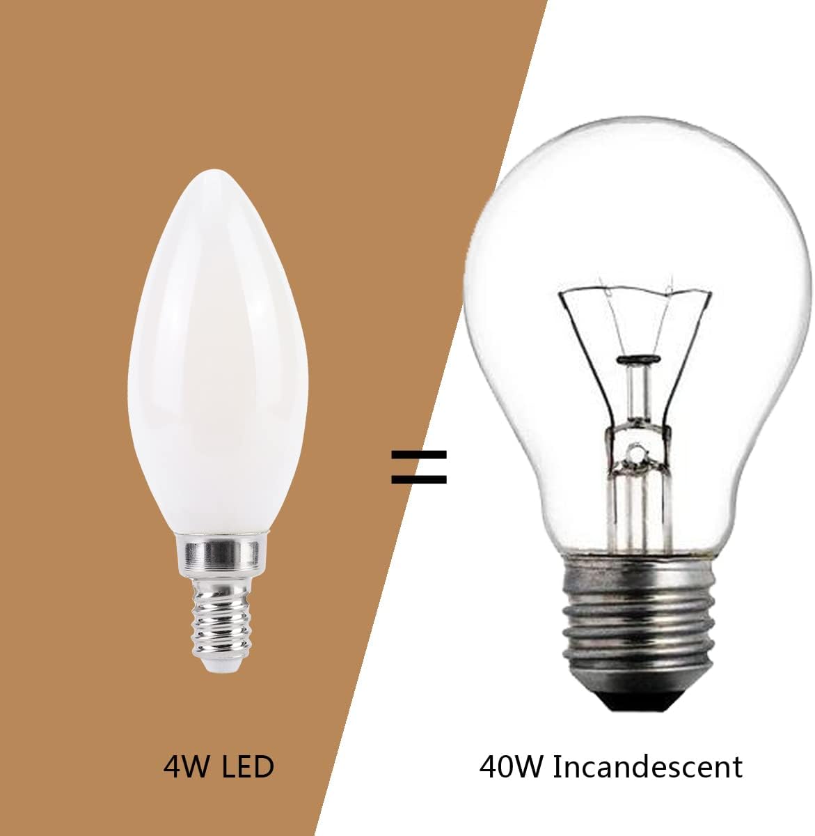KINUR Bombilla LED para candelabro, equivalente a 40 vatios, 4 W, E12, bombilla LED 5000 K, lámpara de araña blanca suave, bombilla decorativa para