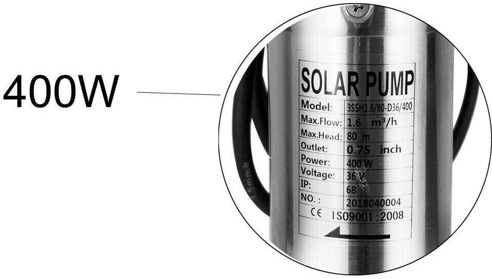 3 “DC bomba de agua solar bomba sumergible bomba de pozo profundo MPPT controlador 36V 400W 1600LH