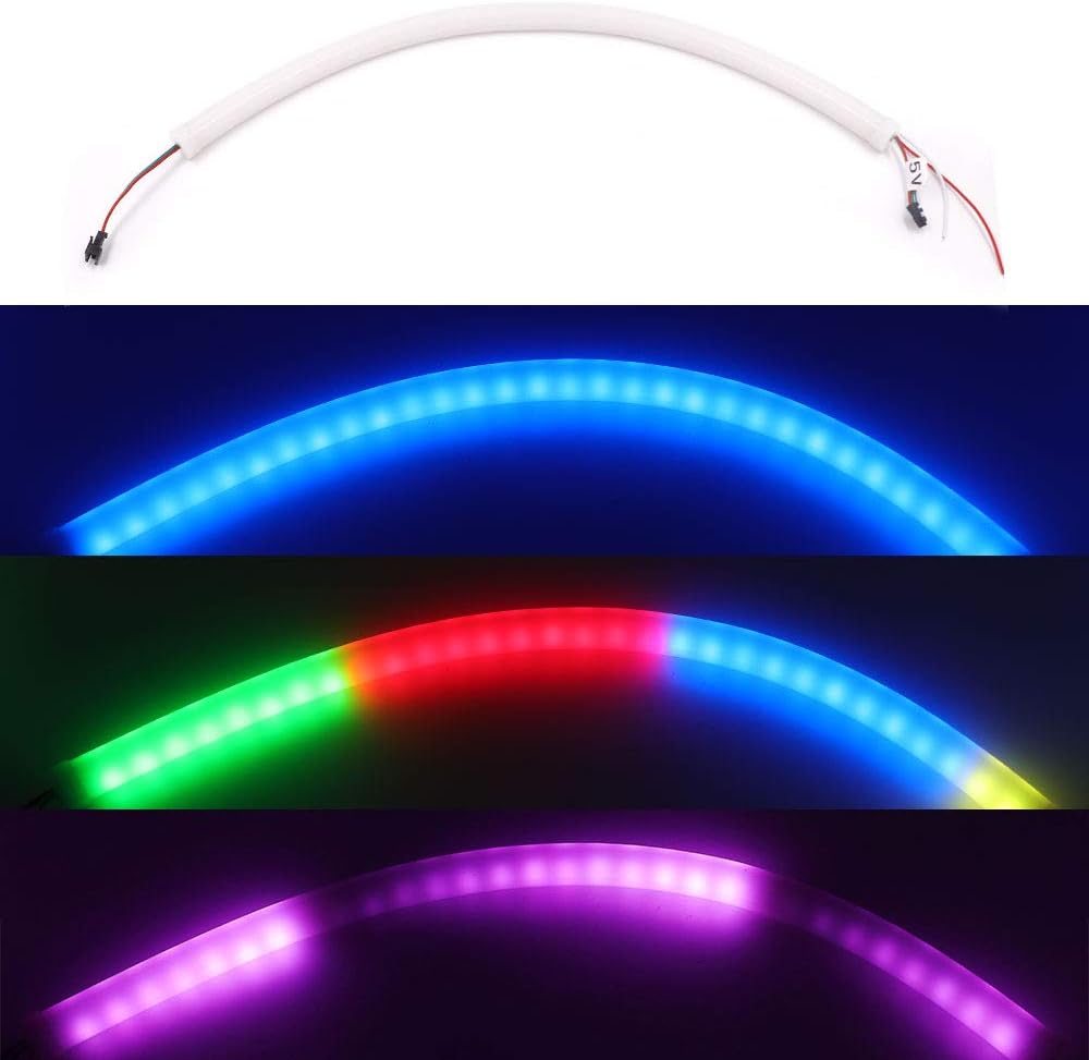 XUNATA Cuerda de luz LED RGB de neón, 6.6 pies de píxel inteligente direccionable individualmente SK6812 60 LEDsm, letrero de neón, DC 5V