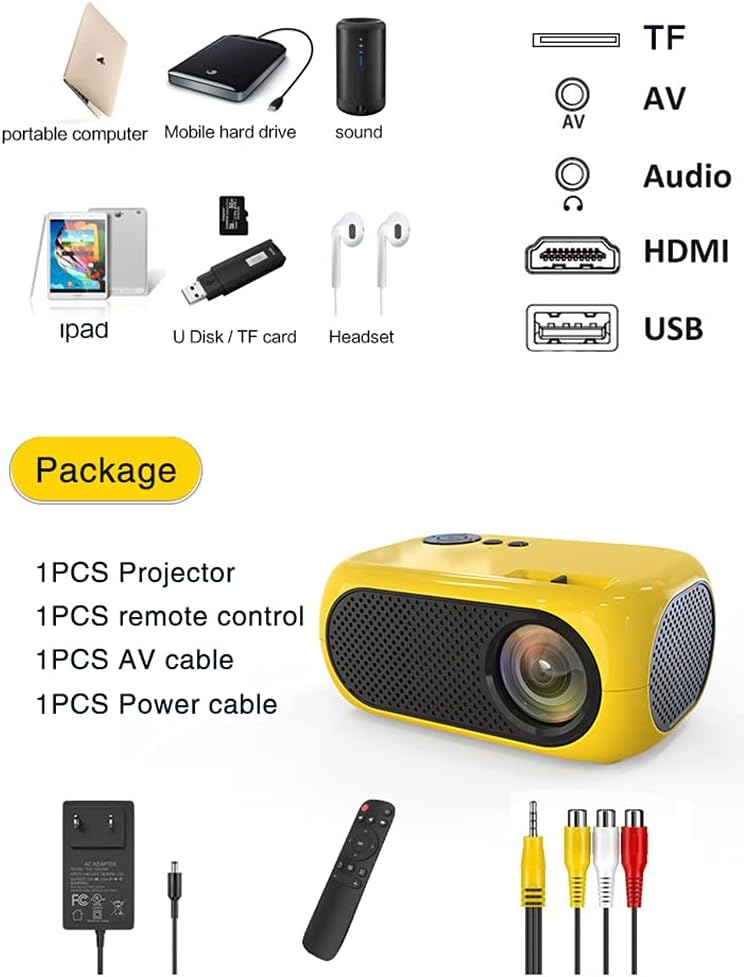 Mini proyector, proyector portátil para dibujos animados, proyector de películas, regalo para niños, proyector de video LED Pico para cine en casa,