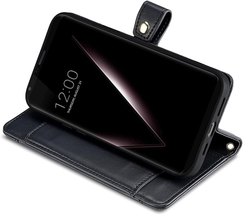 Asuwish Funda de teléfono para LG V35 ThinQ V30 Plus Funda para billetera y protector de pantalla con cremallera Soporte para tarjeta de crédito