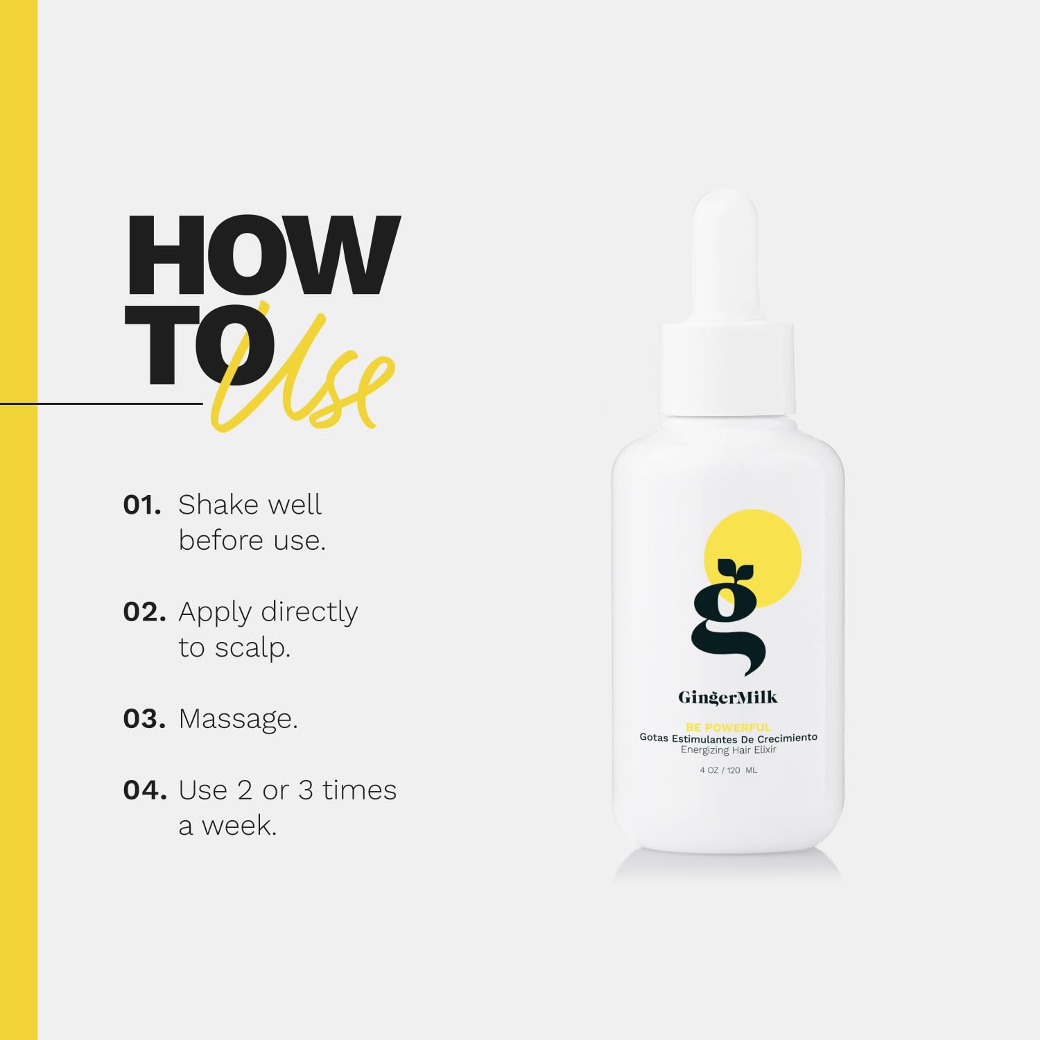 Extracto de raíz de jengibre  Gotas estimulantes del crecimiento y control de la pérdida de cabello  Serum Vegan Energizante Elixir para el cabello