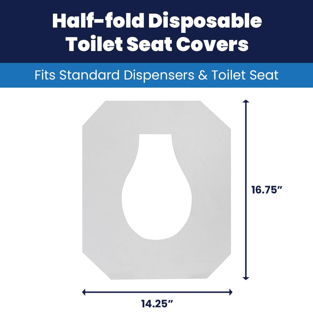 HOSPECO Fundas discretas para asiento de inodoro de media pliegue, 14.25 x 16.5, blanco, 250paquete, 20 paquetescartón