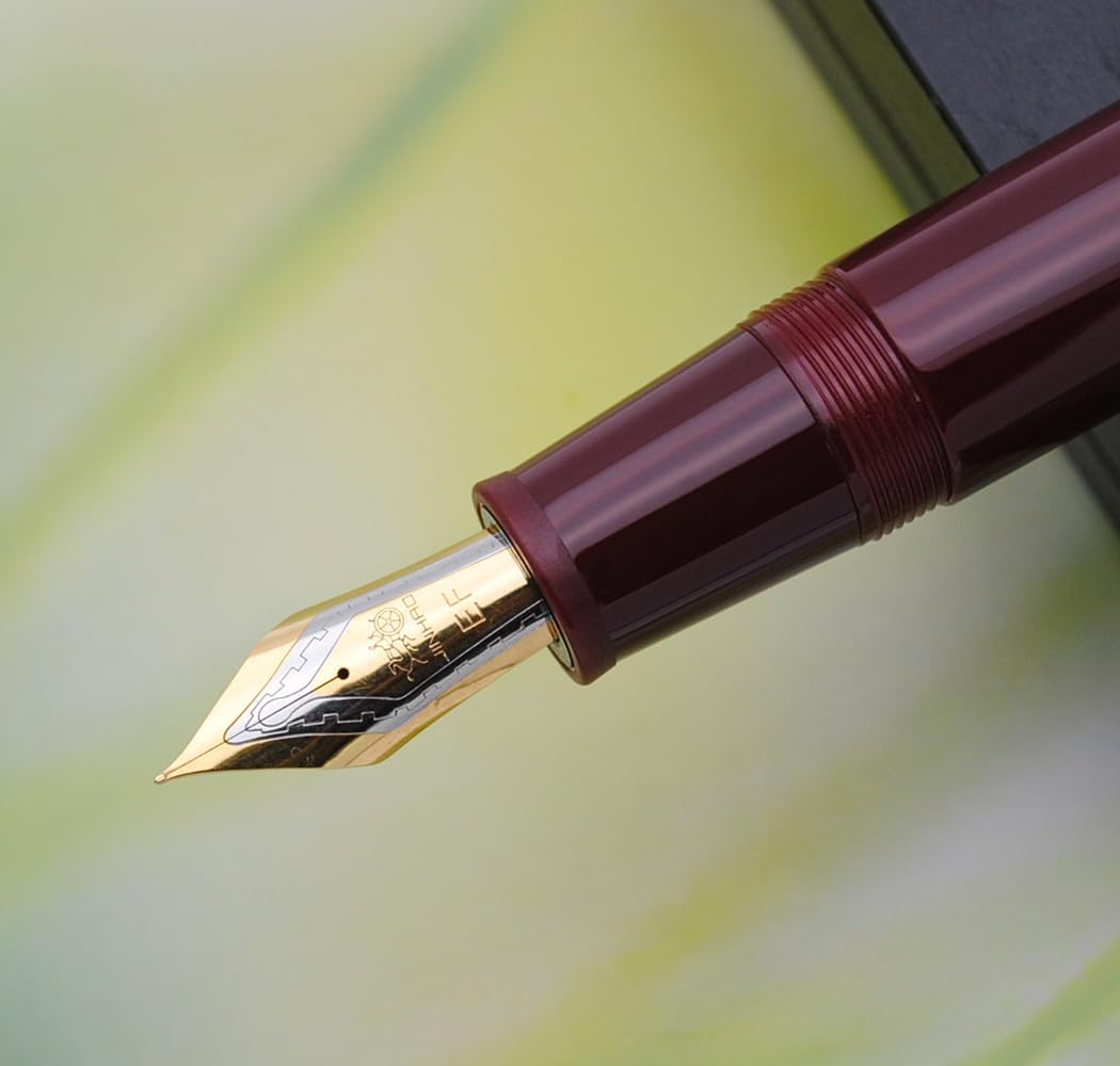 JINHAO 9019 – Pluma estilográfica Dadao Series con convertidor de tinta de alta capacidad (color rojo vino, punta extrafina de 0.015 in)