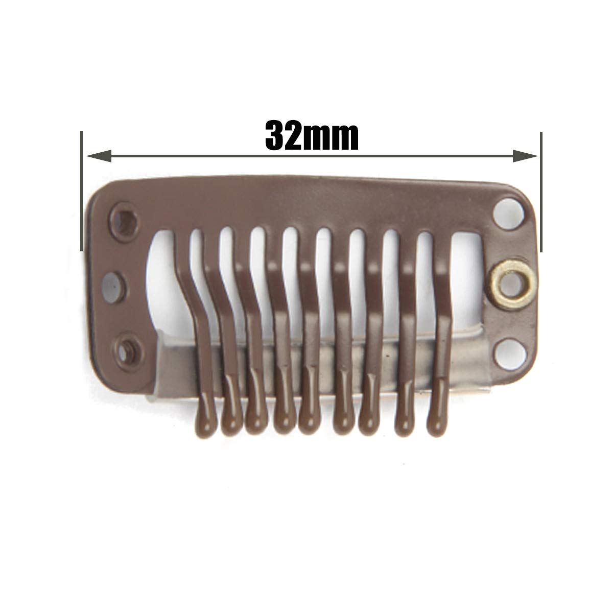20 clips de metal a presión para extensiones de cabello DIY con clip, 9 dientes, 0.04 ozpieza, 9 dientes, 0.04 ozpieza, color marrón oscuro (marrón