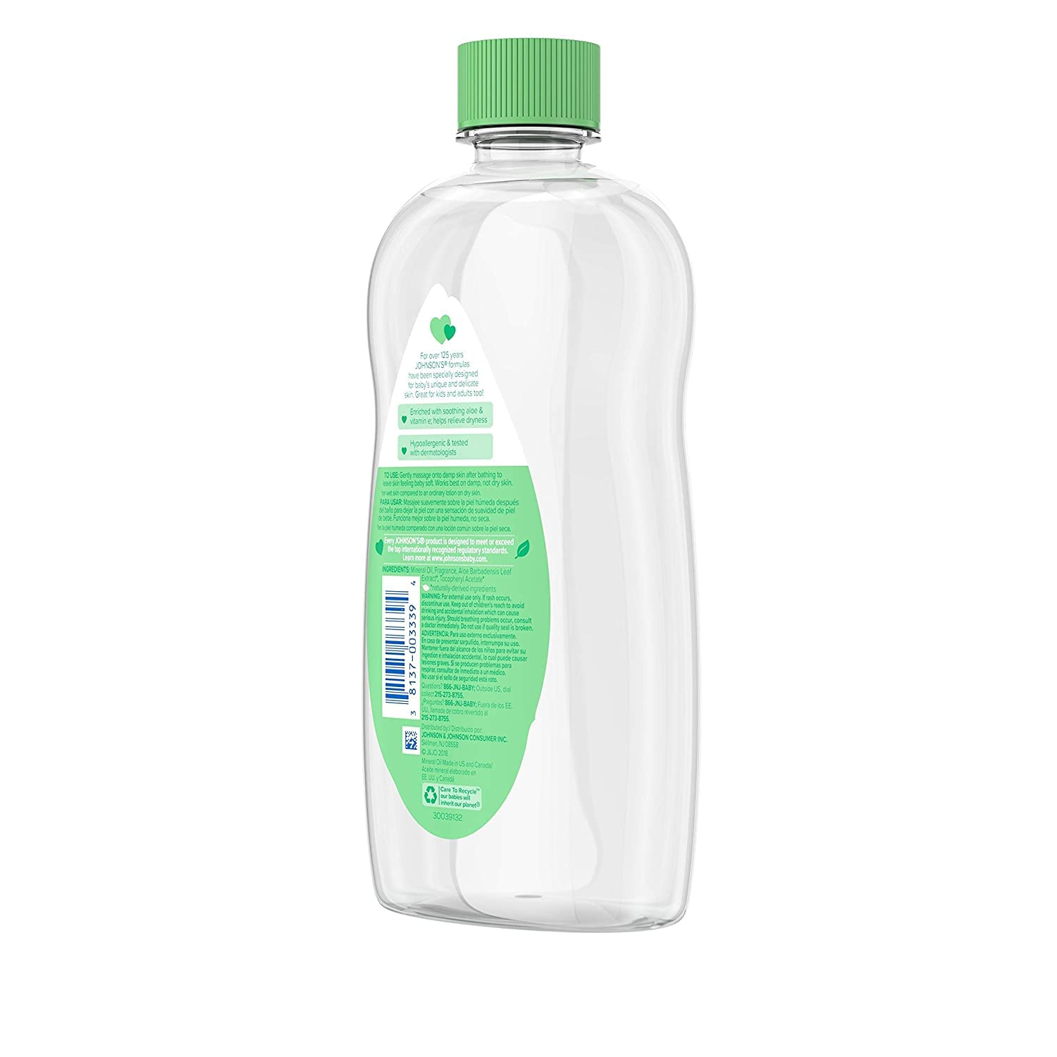 JOHNSON’S – Aceite de aloe vera y vitamina E para bebés, 20 onzas (paquete de 8)