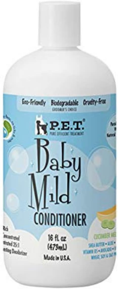 P.E.T. Pure Efficient Treatment Baby Mild – Acondicionador de melón de pepino para cachorros y gatitos, 16 onzas líquidas, ecológico, sin parabenos